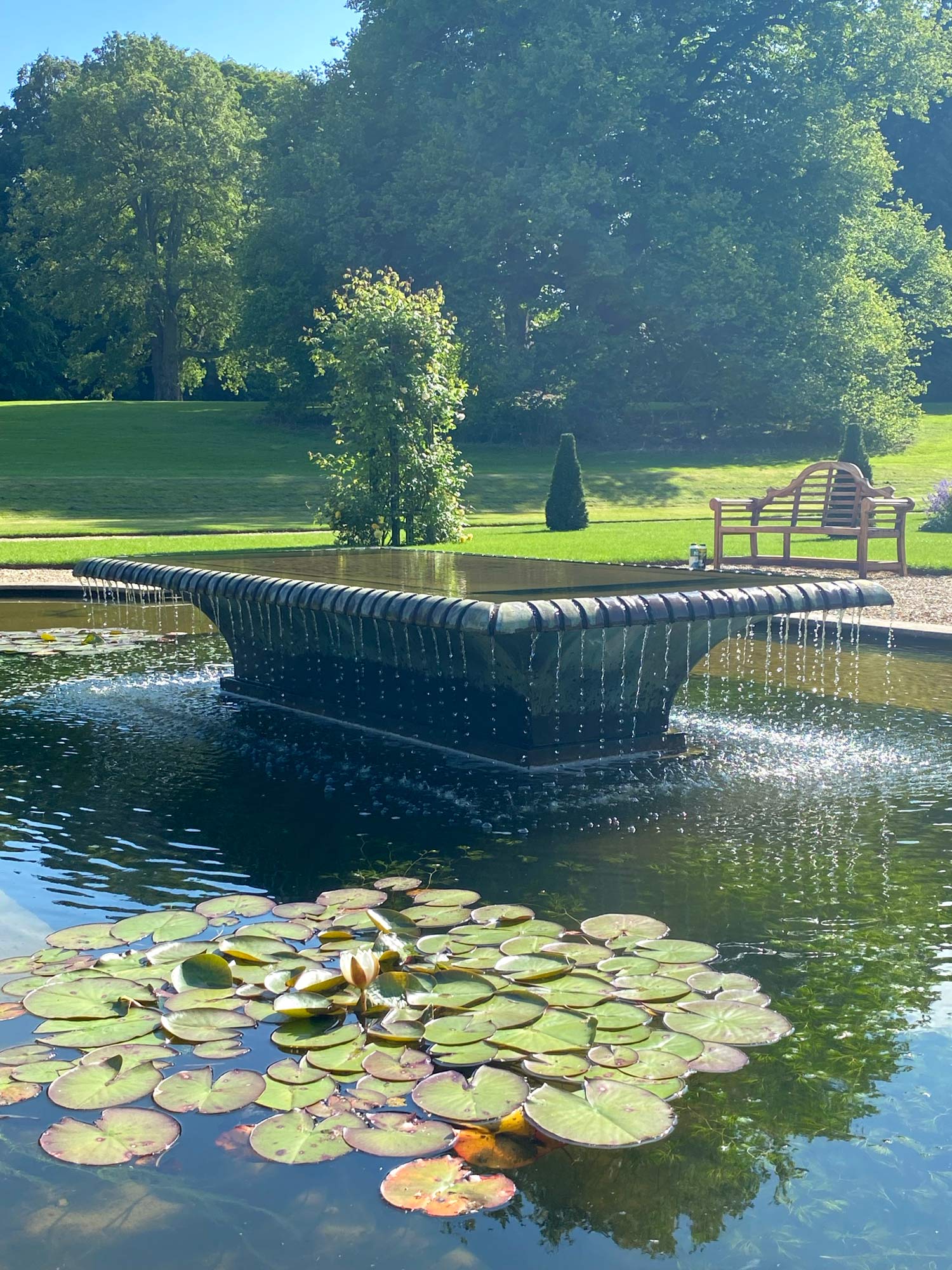 Lulworth water feature and lilly pond in new formal garden at Exton Hall designed by Peter Eustance
