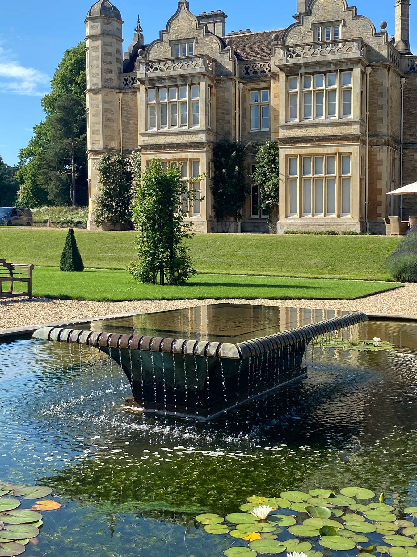 Lulworth water feature and lilly pond in new formal garden at Exton Hall designed by Peter Eustance