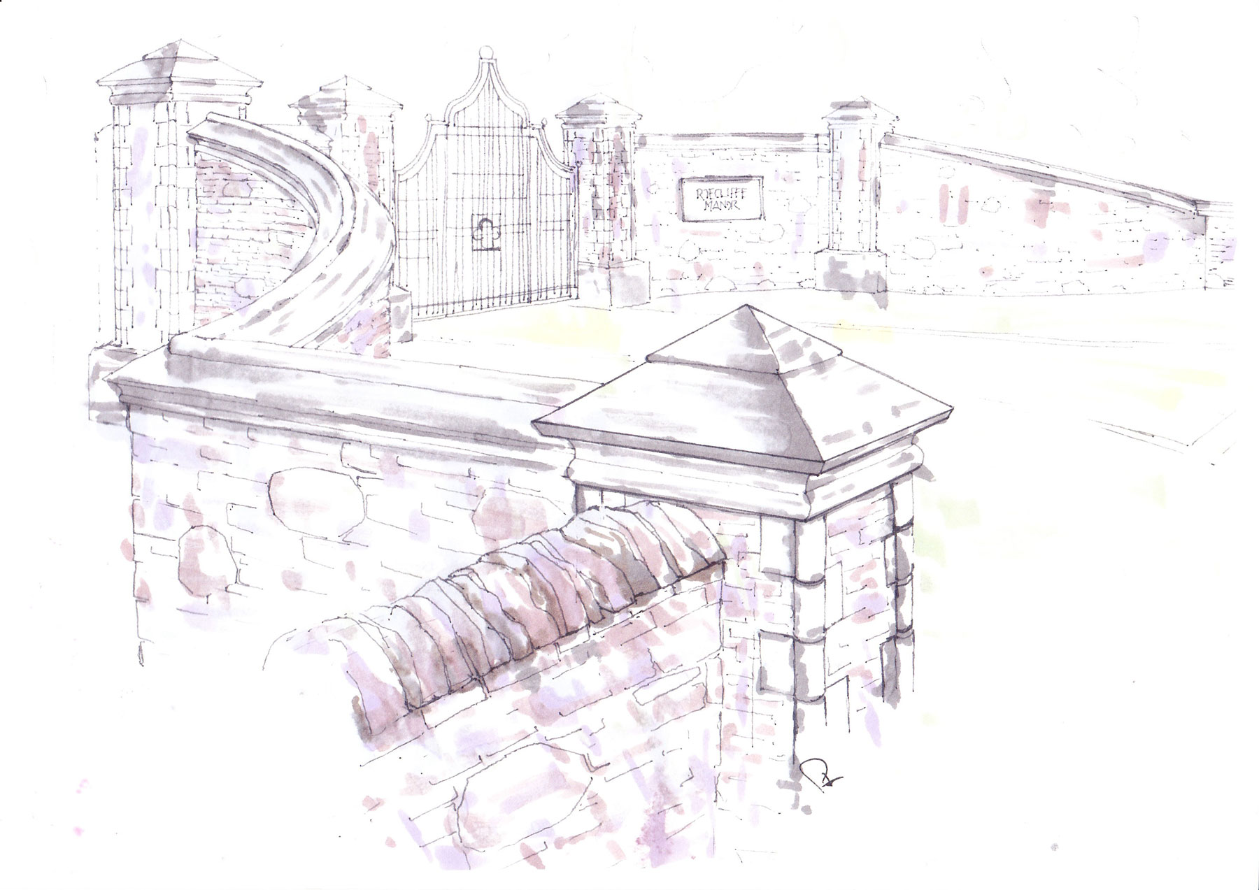 Preliminary concept sketches for entrance gates designed by Peter Eustance to utilise local natural stone and design vernacular Peter Eustance Symphonic Gardens