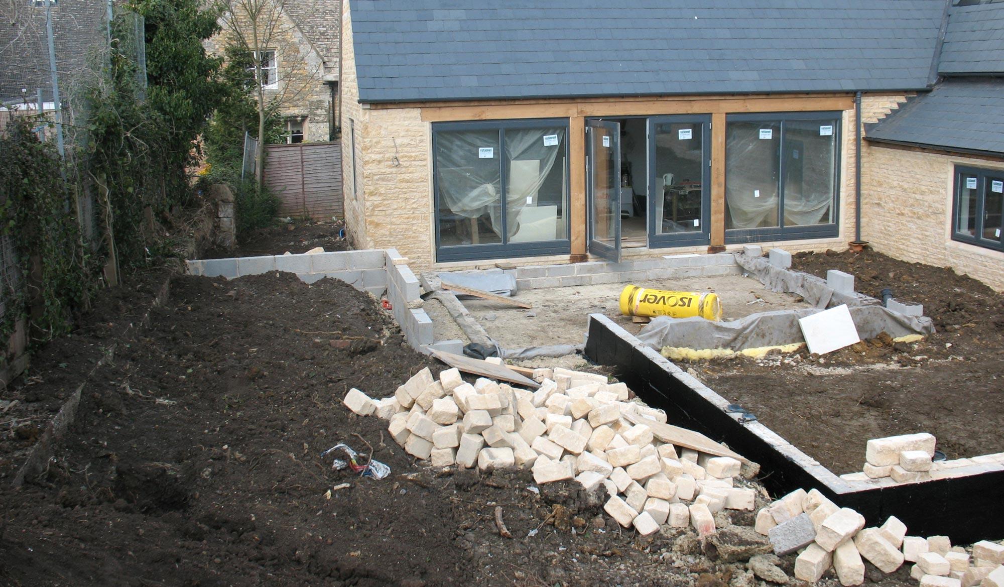 Cambridgeshire garden designed by Peter Eustance view to west during construction