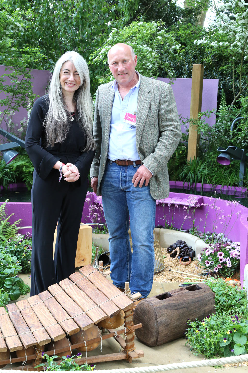 Peter with collaborator Evelyn Glennie at RHS Chelsea Flower Show