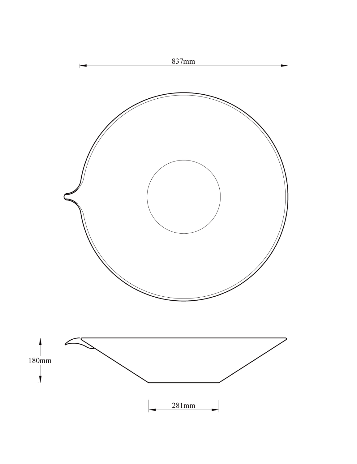 Drawing dimensions of Claro water feature Peter Eustance Symphonic Gardens