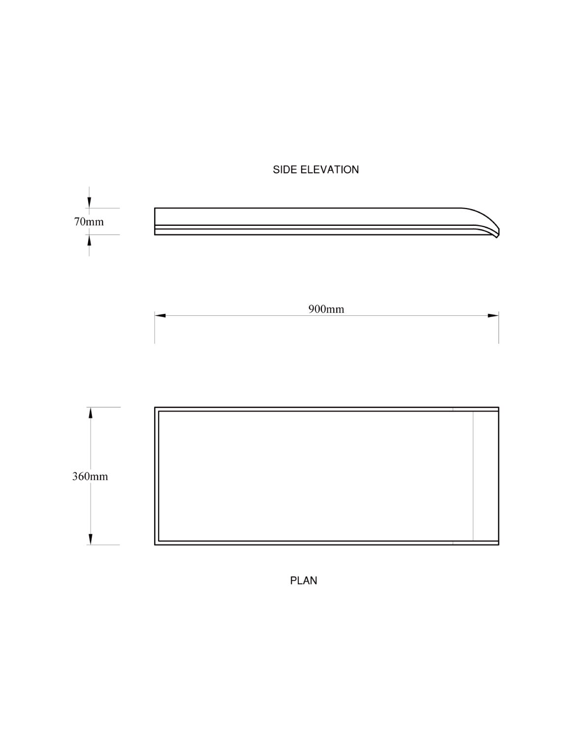 Drawing dimensions of Douro Blade water feature Peter Eustance Symphonic Gardens