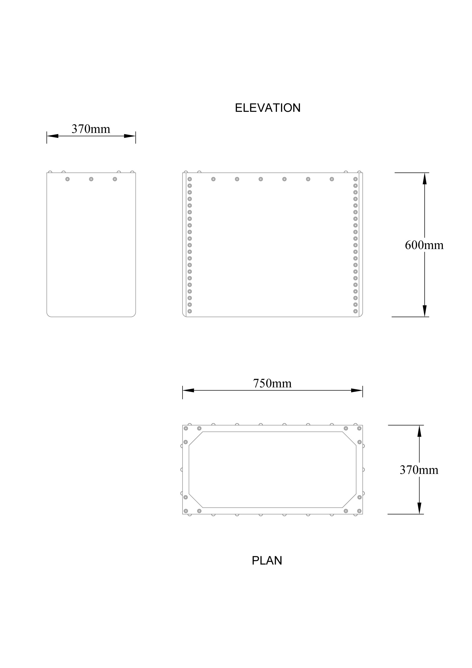 Drawing dimensions of Gironde water feature Peter Eustance Symphonic Gardens