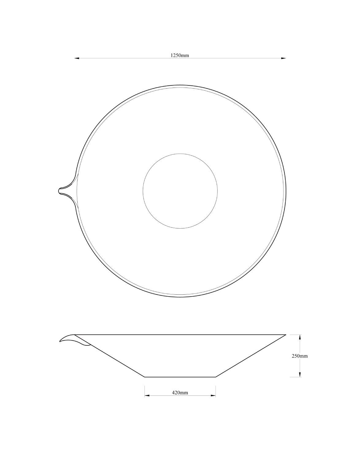 Drawing dimensions of Magdalena water feature Peter Eustance Symphonic Gardens