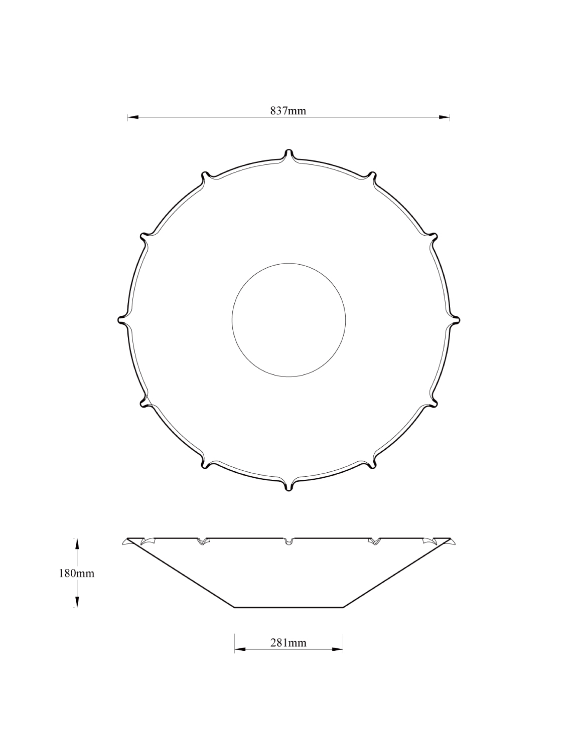 Drawing dimensions of Como water feature Peter Eustance Symphonic Gardens